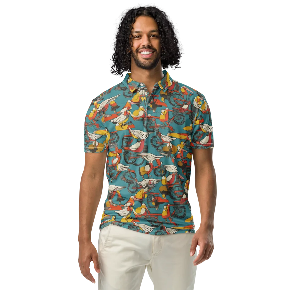 Avian Velocipede on Men's Slim Fit Polo Shirt — Front