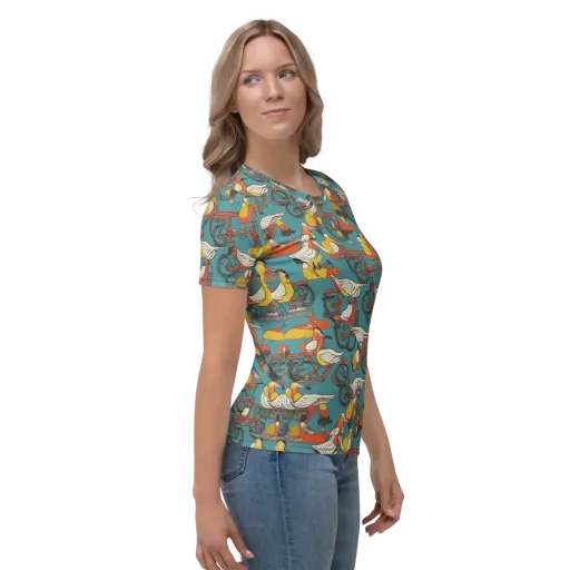 Avian Velocipede on a Women's Crew Neck T-Shirt