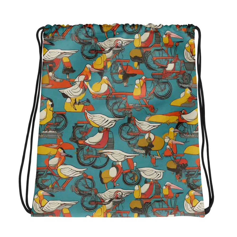 Avian Velocipede on Drawstring Bag — Photo