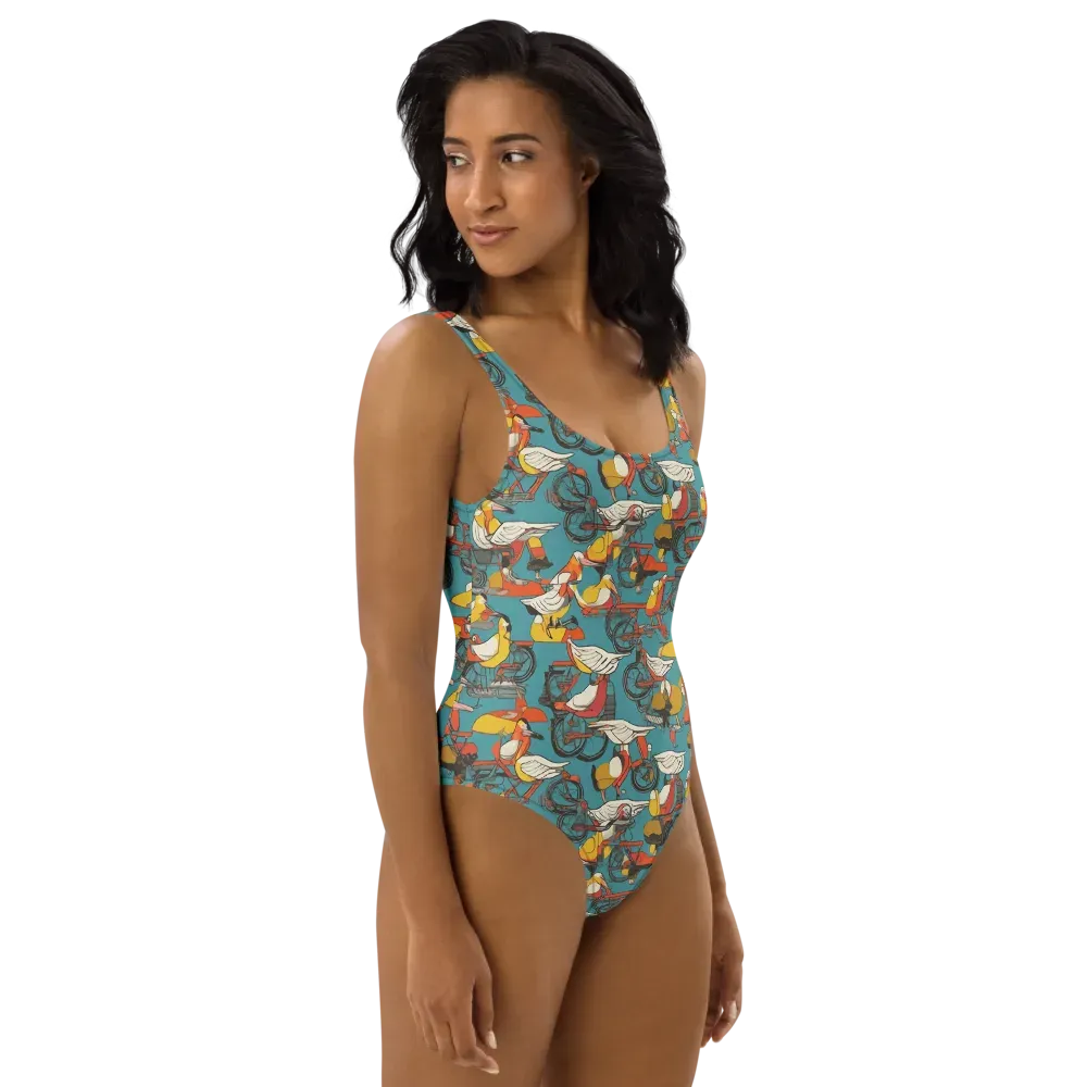 Avian Velocipede on One-Piece Swimsuit — Right