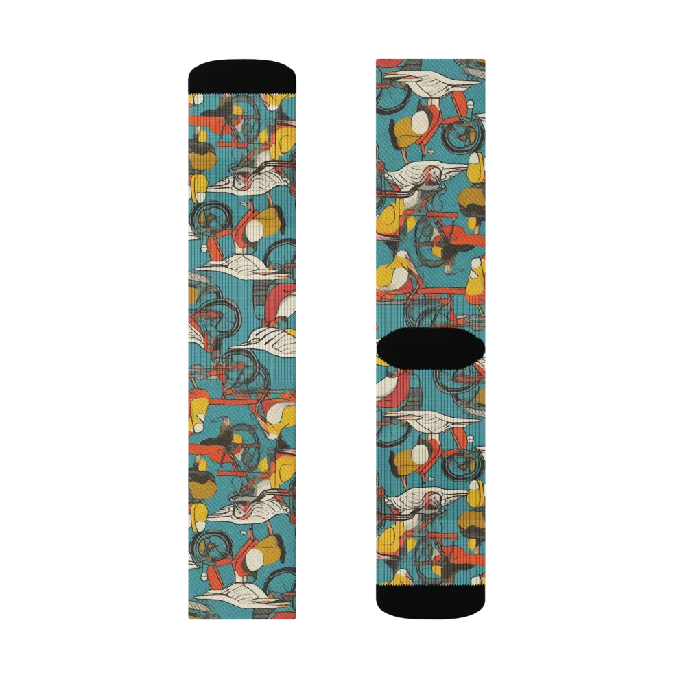 Avian Velocipede on Socks — Left Sock