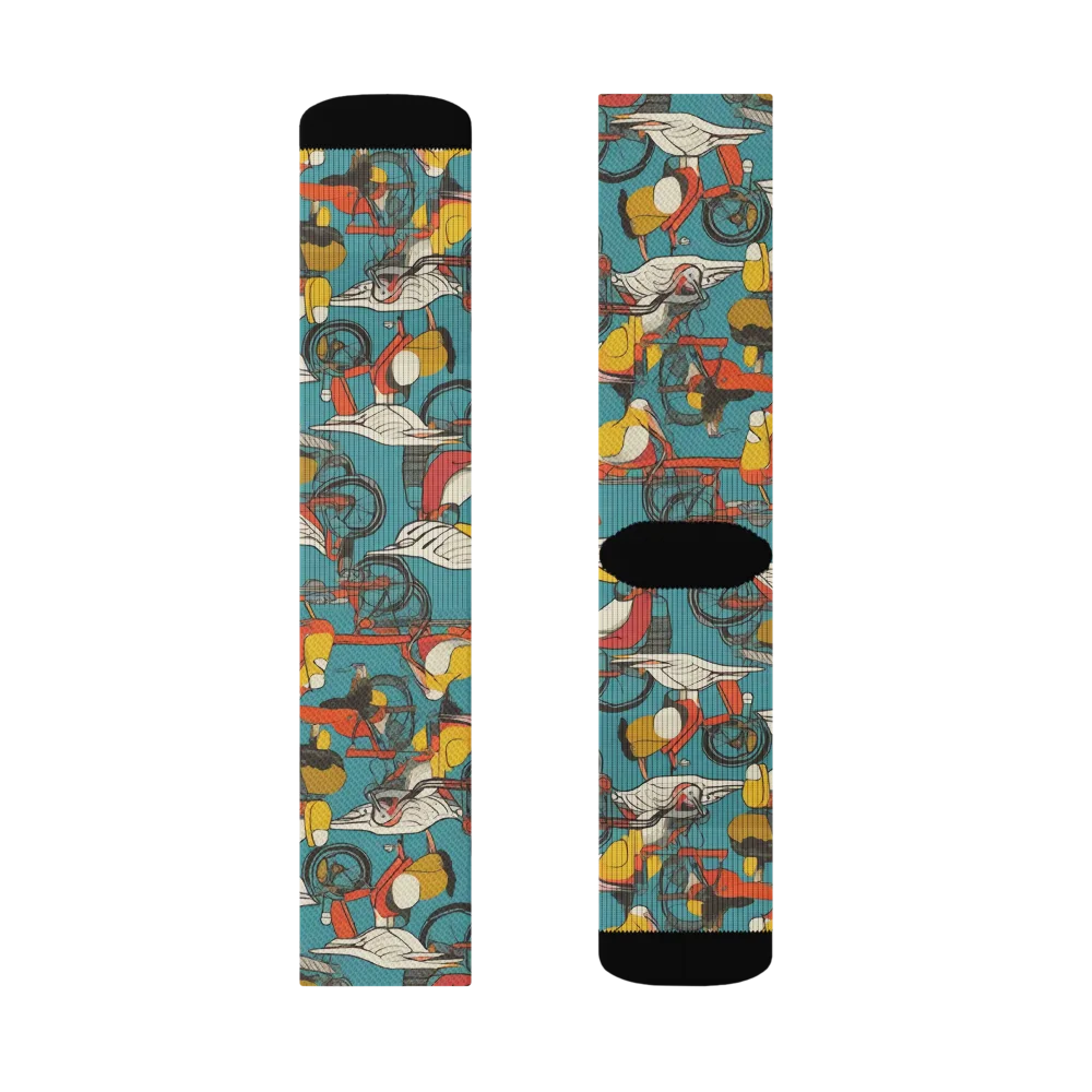 Avian Velocipede on Socks — Right Sock