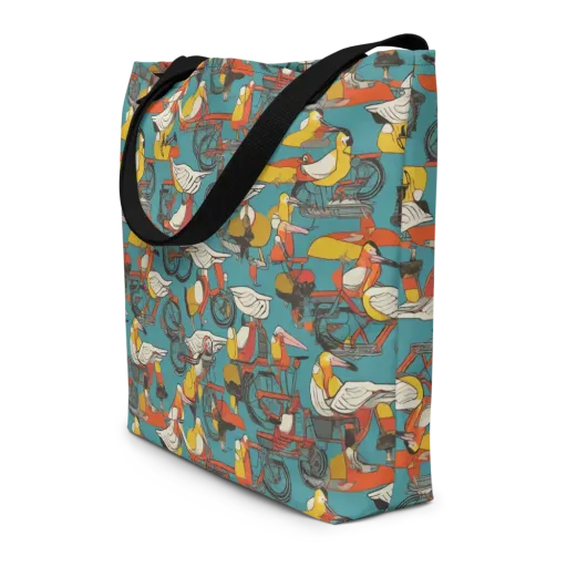 Avian Velocipede on a Large Tote Bag W/ Pocket