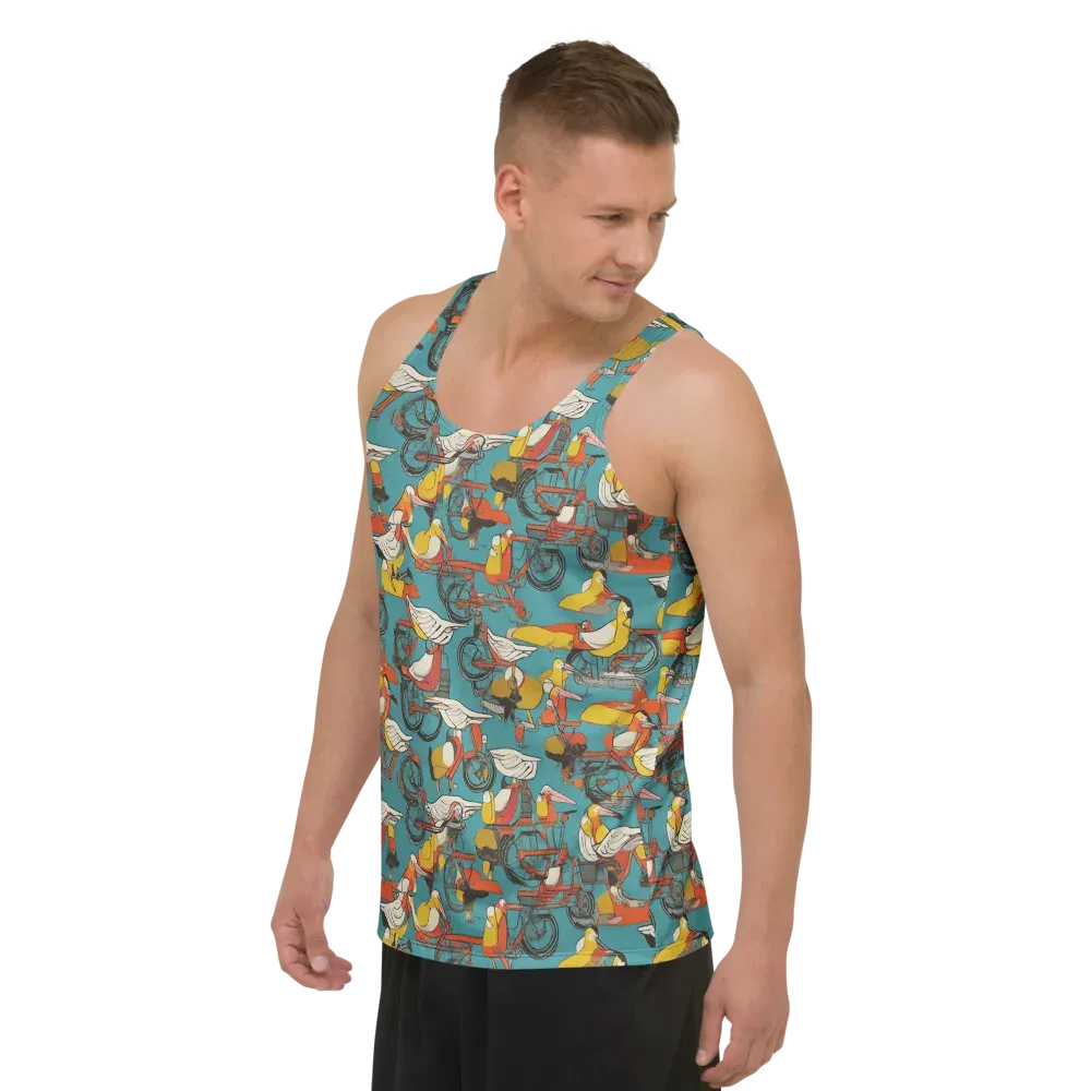 Avian Velocipede on Men's Tank Top — Left Front