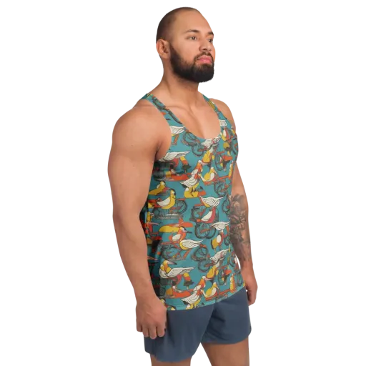 Avian Velocipede on a Men's Tank Top