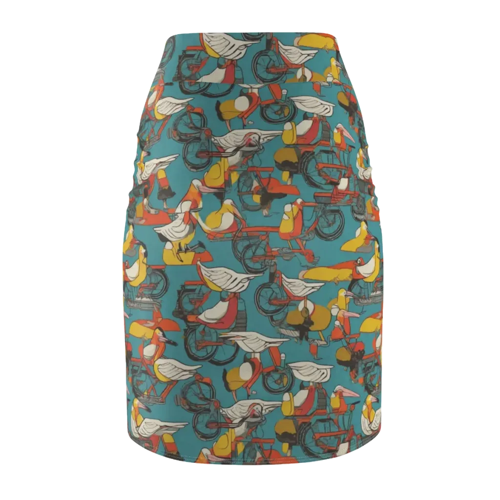 Avian Velocipede on Pencil Skirt — Back
