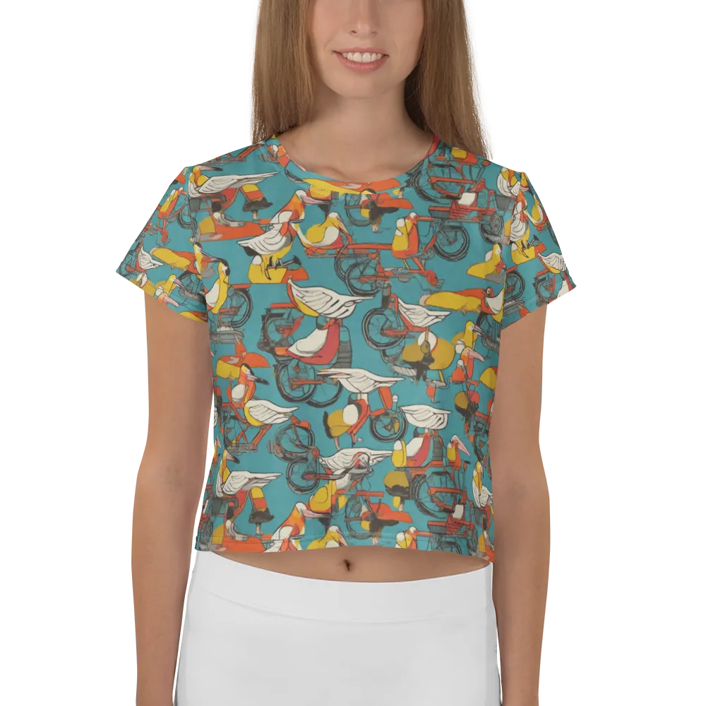 Avian Velocipede on Crop Tee — Front