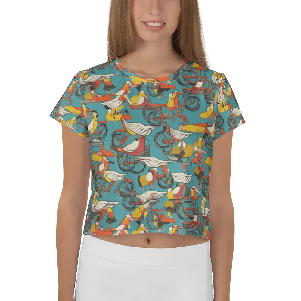Avian Velocipede on Crop Tee — Front