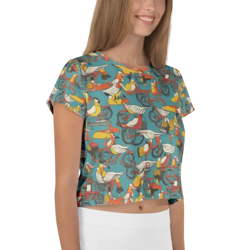 Avian Velocipede on a Crop Tee
