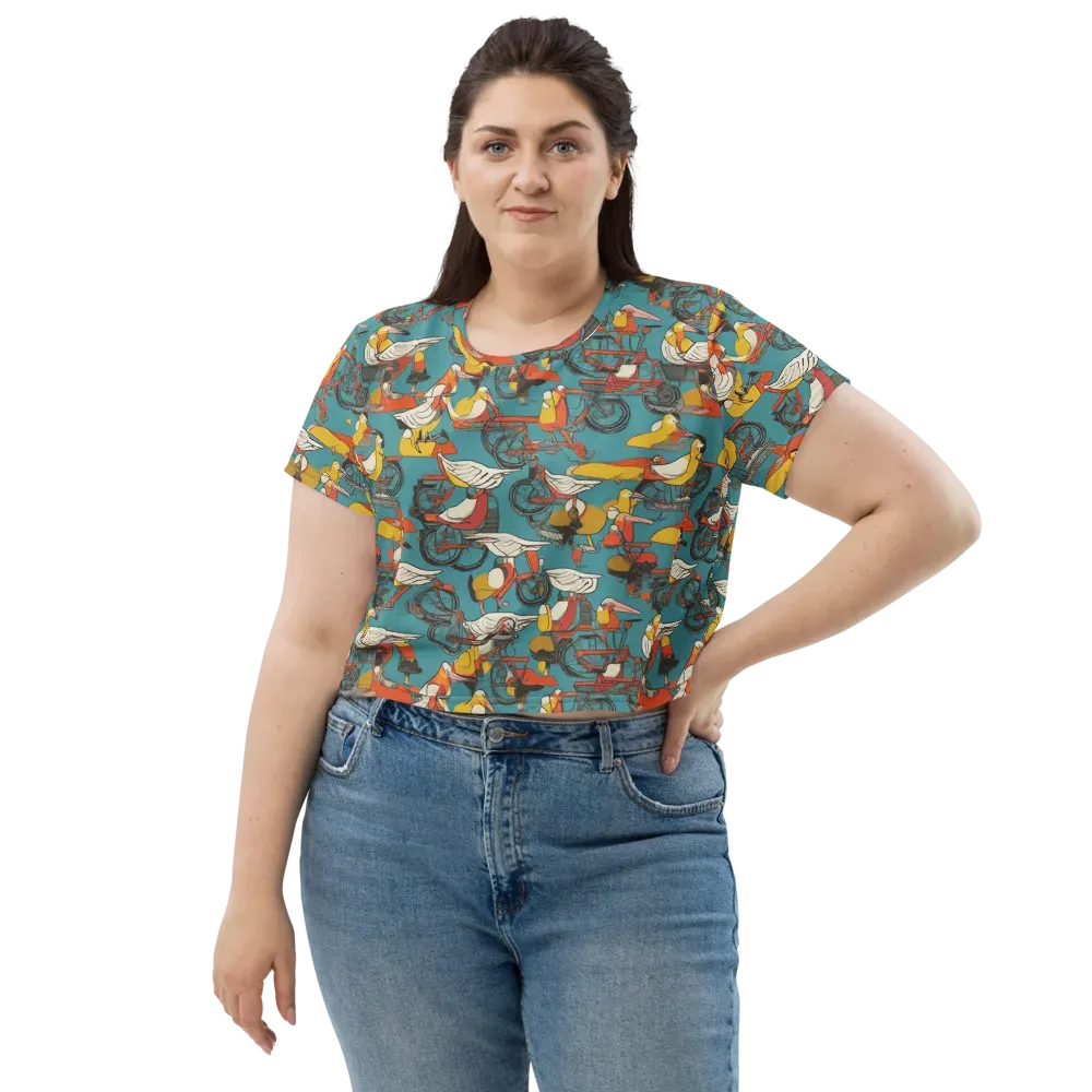 Avian Velocipede on Crop Tee — Front