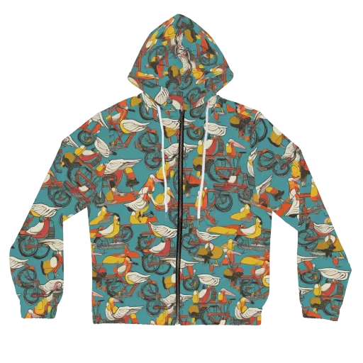 Avian Velocipede on a Women's Full-Zip Hoodie
