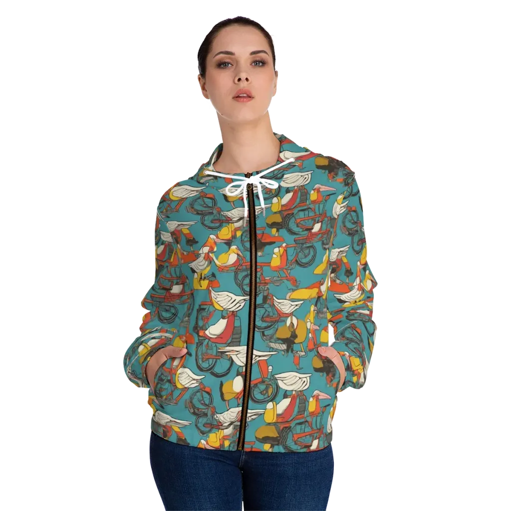 Avian Velocipede on Women's Full-Zip Hoodie — Front On Person