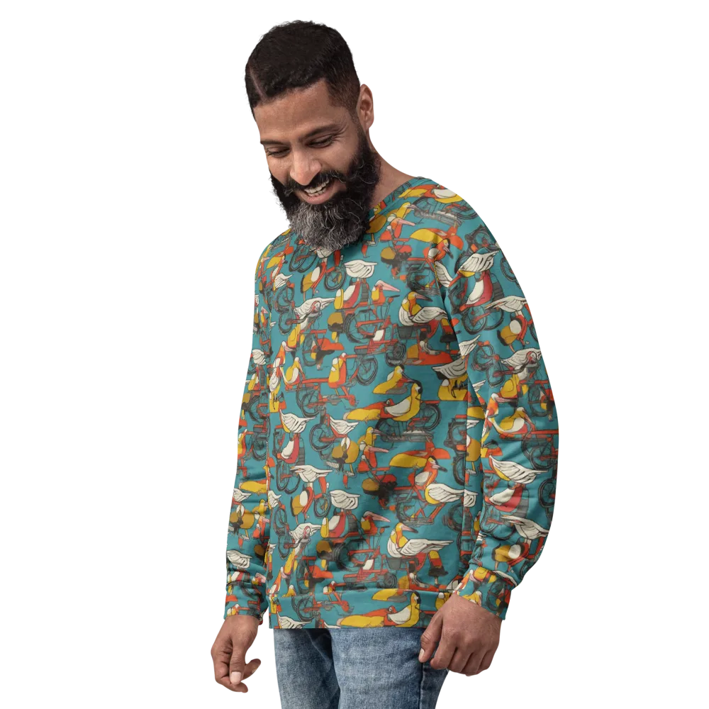 Avian Velocipede on Sweatshirt — Left Front