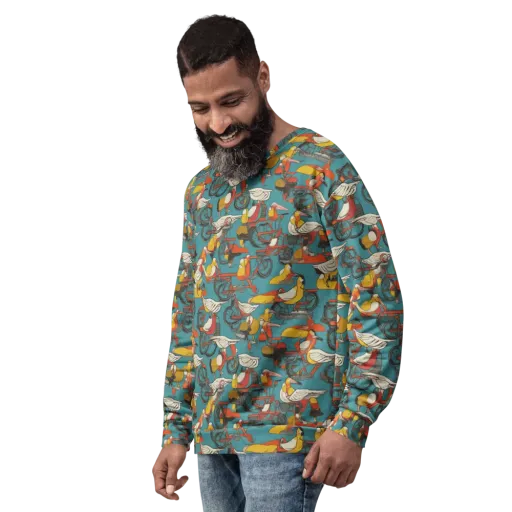 Avian Velocipede on a Sweatshirt