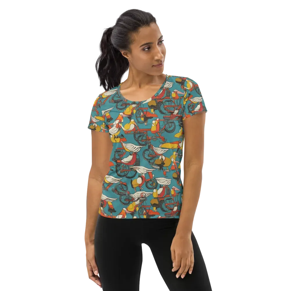 Avian Velocipede on Women's Athletic T-Shirt — Front