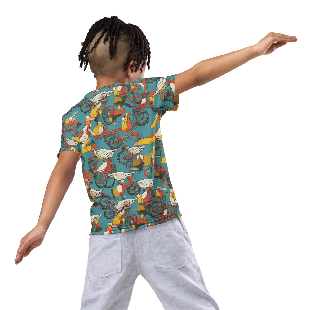 Avian Velocipede on Kids Crew Neck T-Shirt — Back
