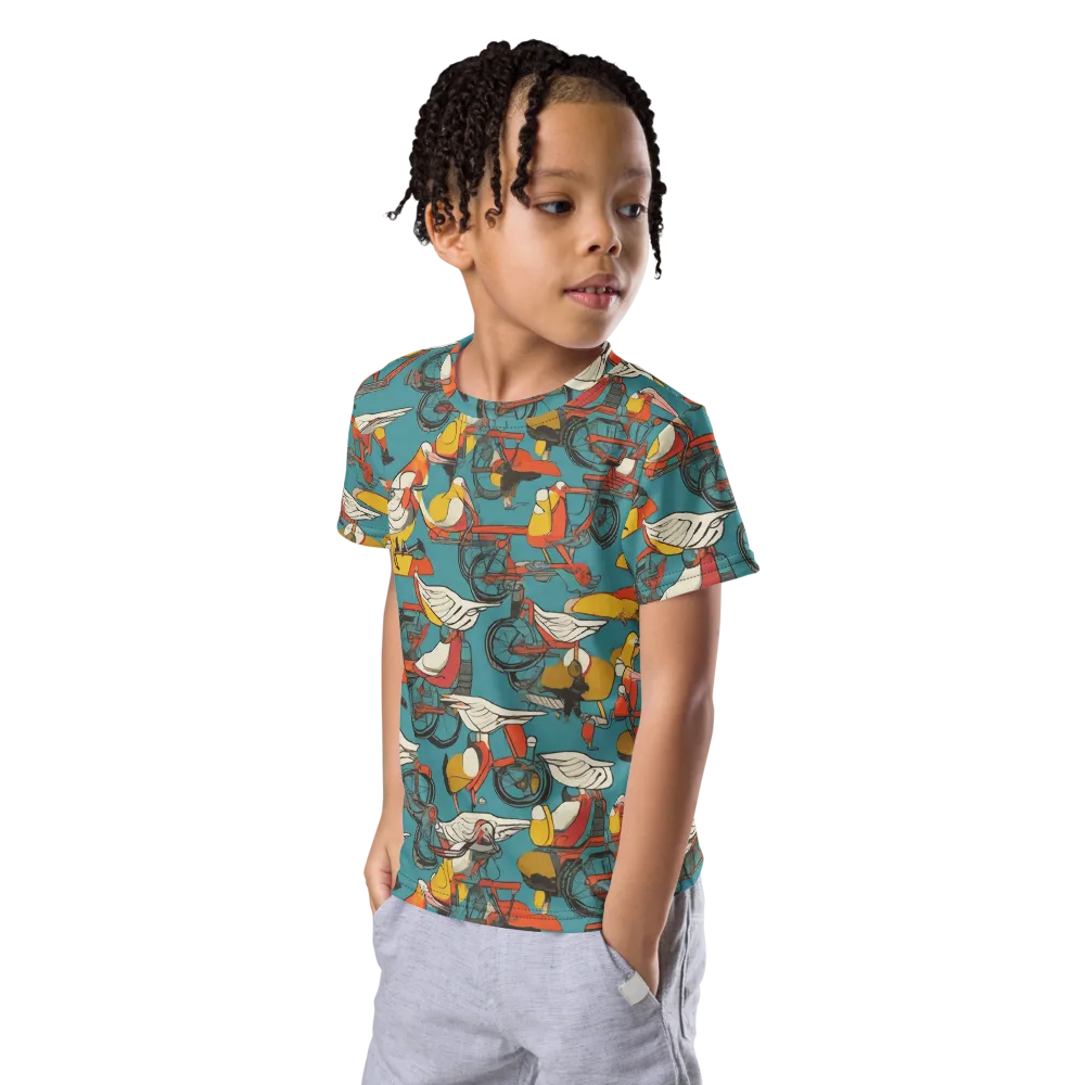 Avian Velocipede on Kids Crew Neck T-Shirt — Left Front