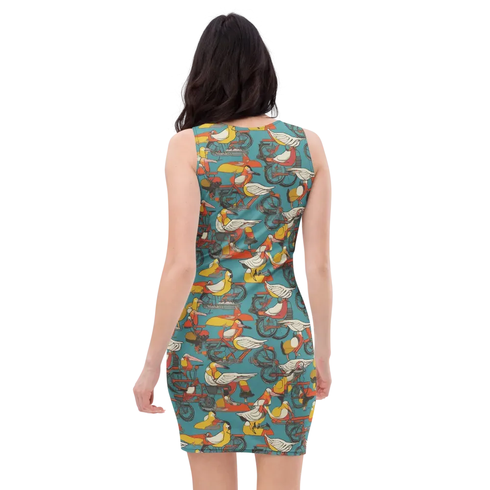 Avian Velocipede on Bodycon Dress — Back