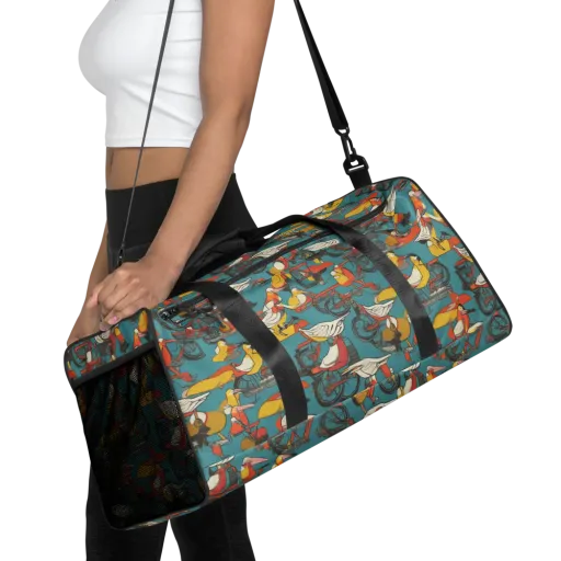 Avian Velocipede on a Duffle Bag