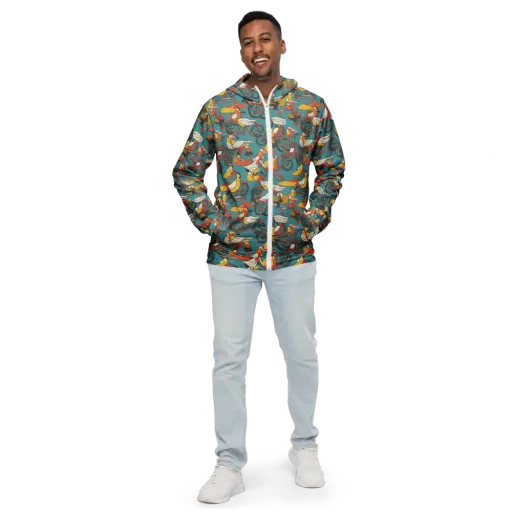 Avian Velocipede on a Men's Windbreaker