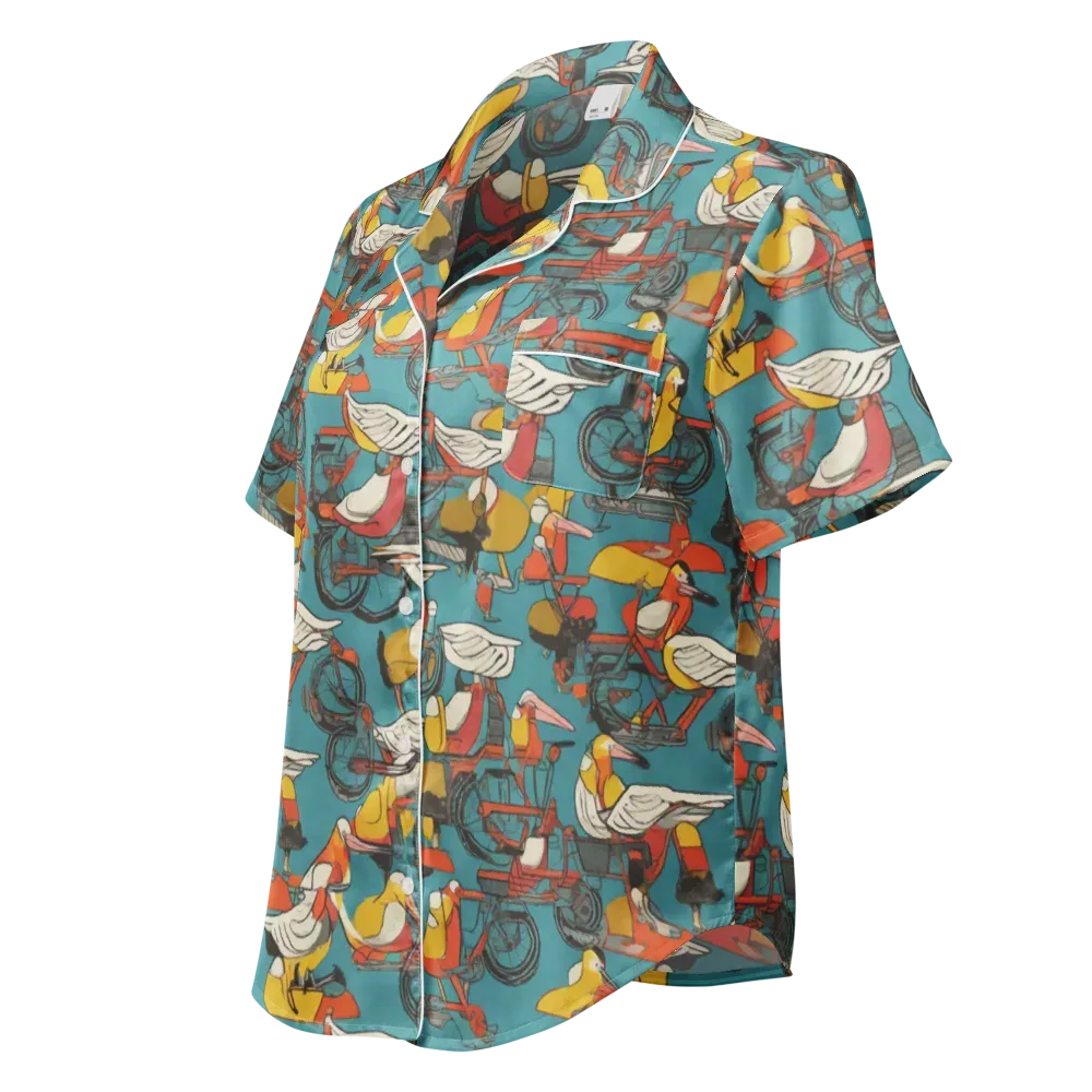 Avian Velocipede on Women's Short Sleeve Pajama Top — Left Front