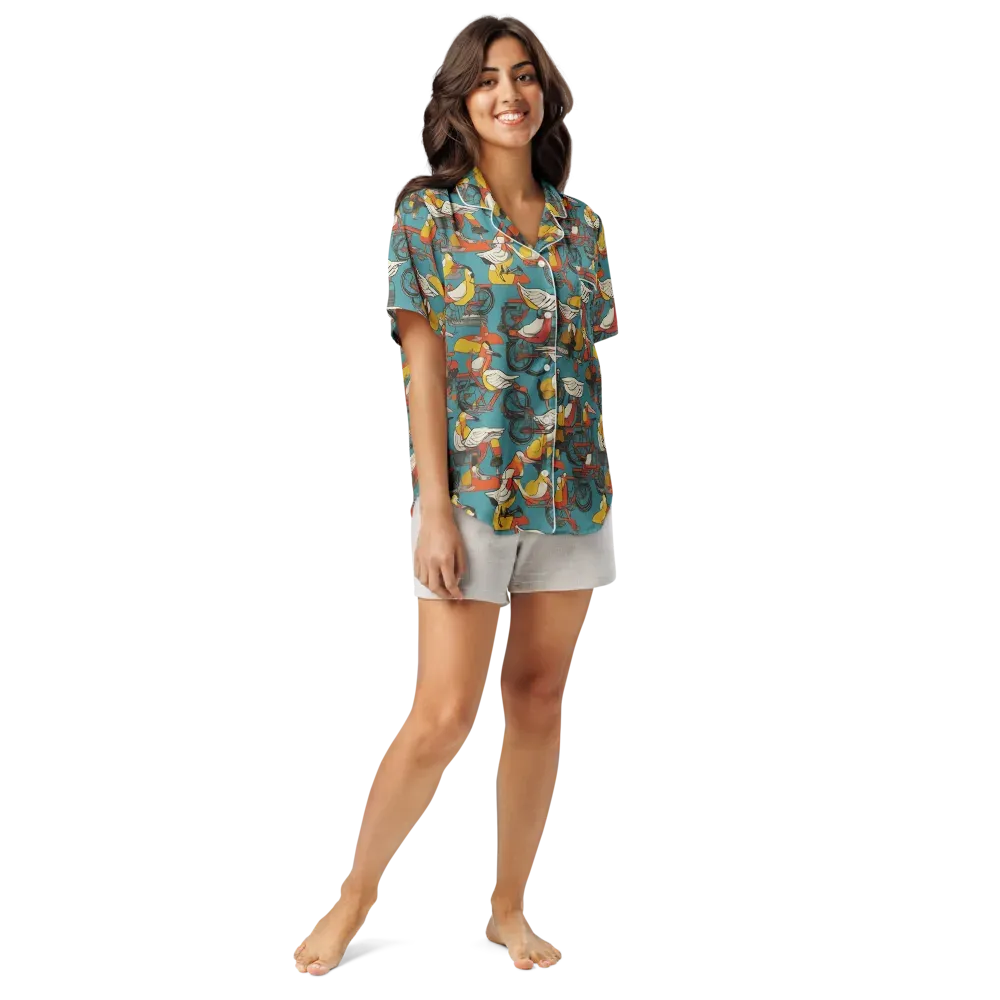 Avian Velocipede on Women's Short Sleeve Pajama Top — Front