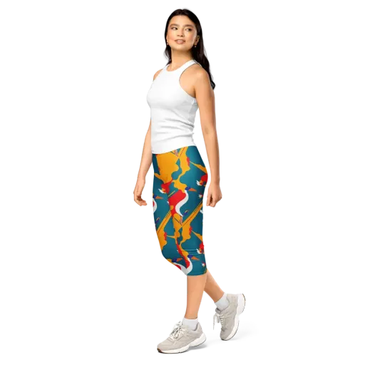 Harlequin Aviary on a Capri Leggings