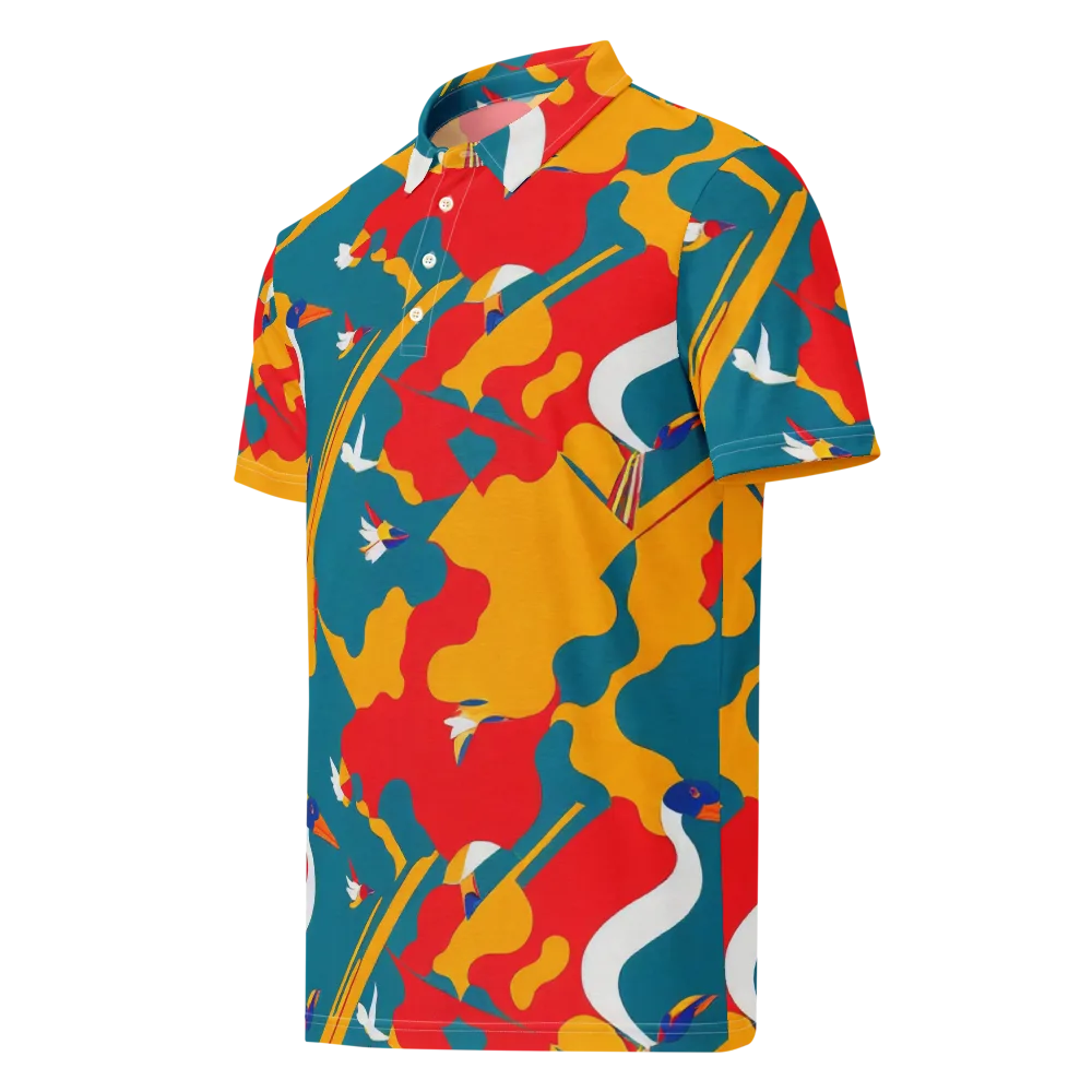 Harlequin Aviary on Men's Slim Fit Polo Shirt — Left Front