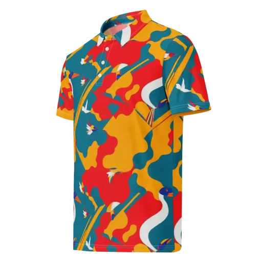 Harlequin Aviary on a Men's Slim Fit Polo Shirt