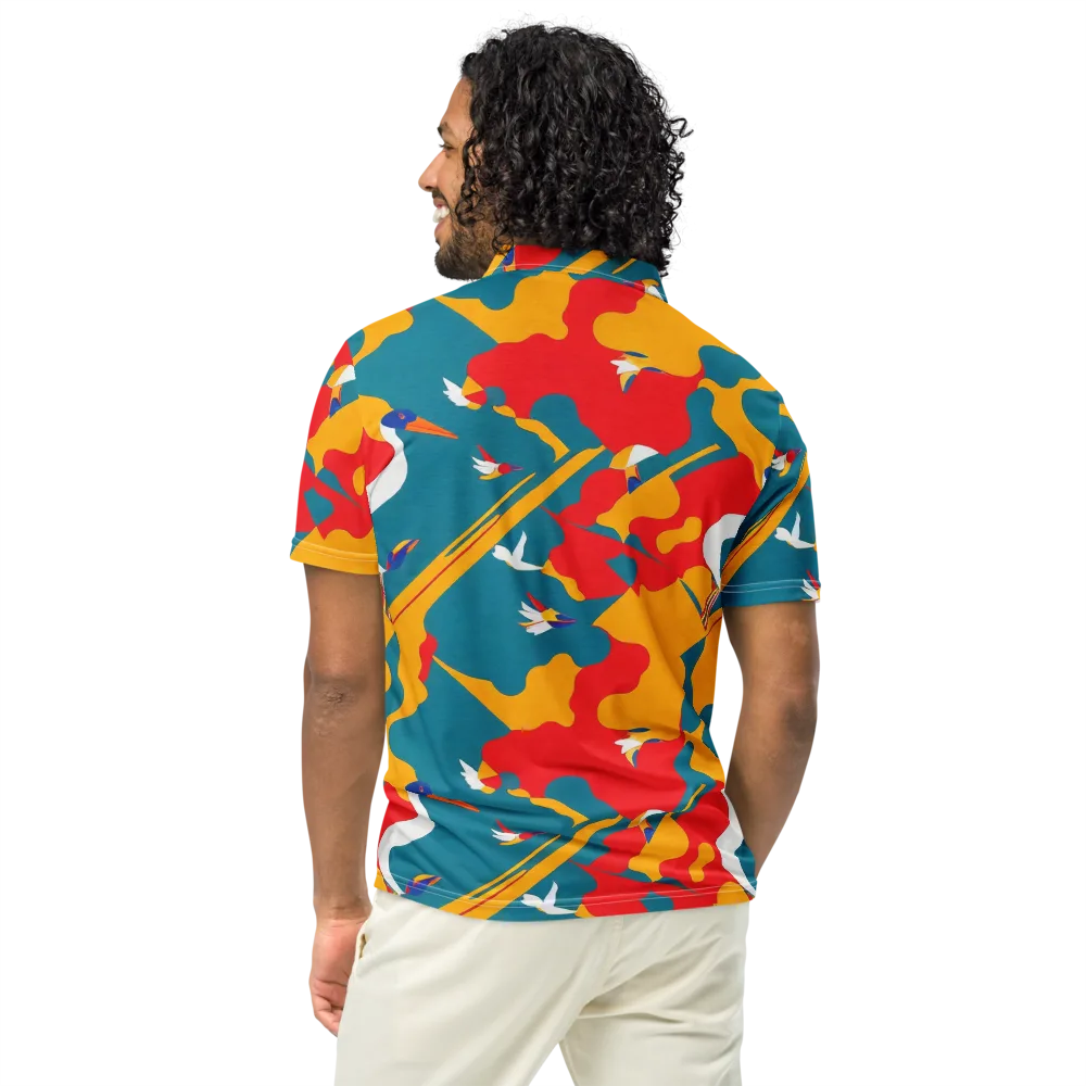 Harlequin Aviary on Men's Slim Fit Polo Shirt — Back