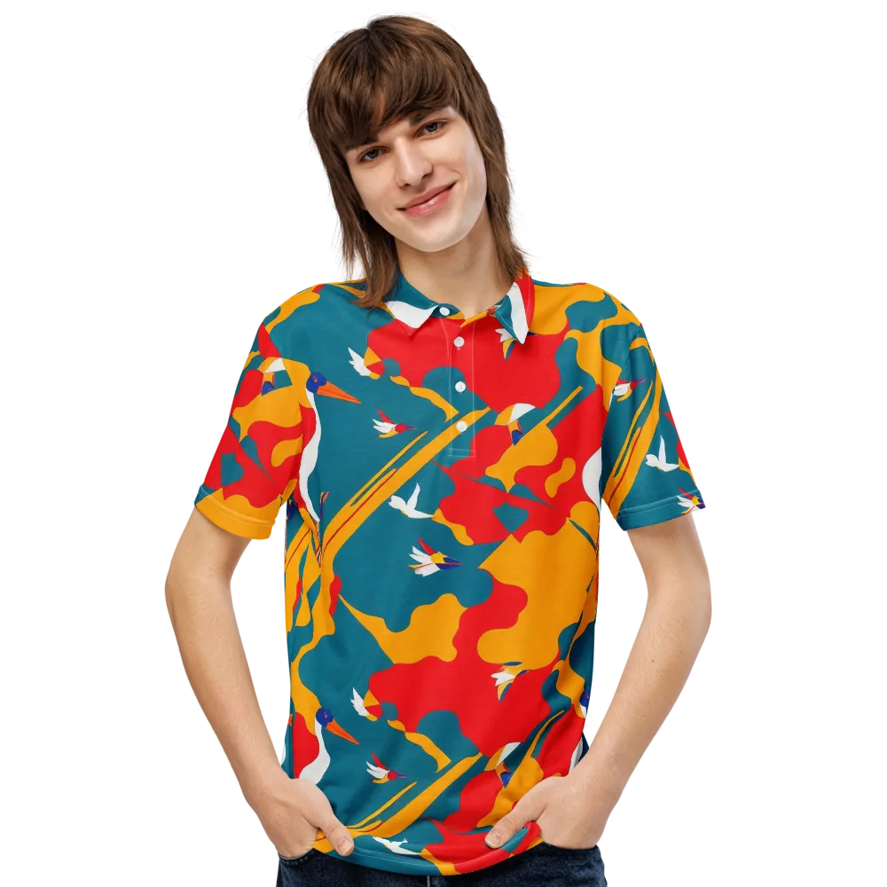 Harlequin Aviary on Men's Slim Fit Polo Shirt — Front