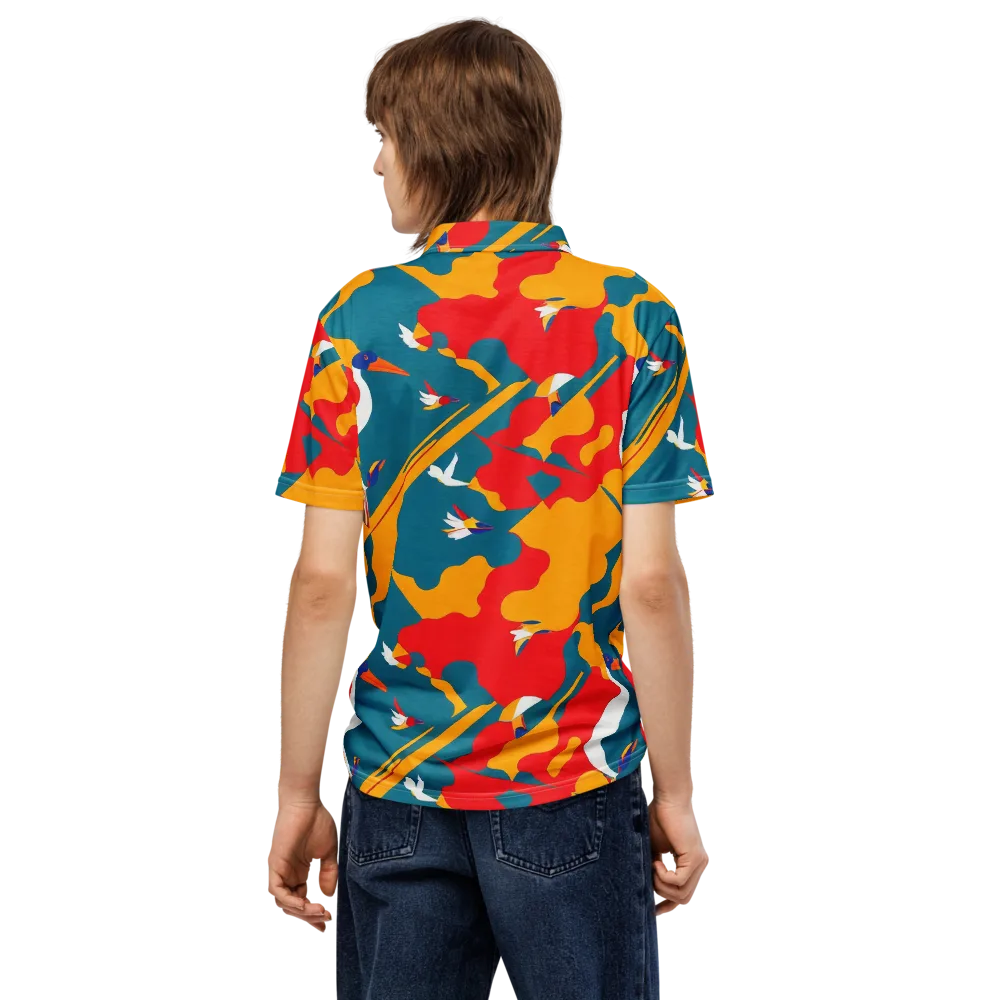 Harlequin Aviary on Men's Slim Fit Polo Shirt — Back