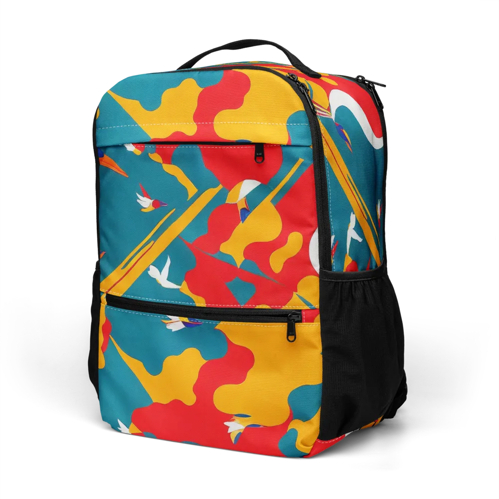 Harlequin Aviary on Utility Backpack — Left Front