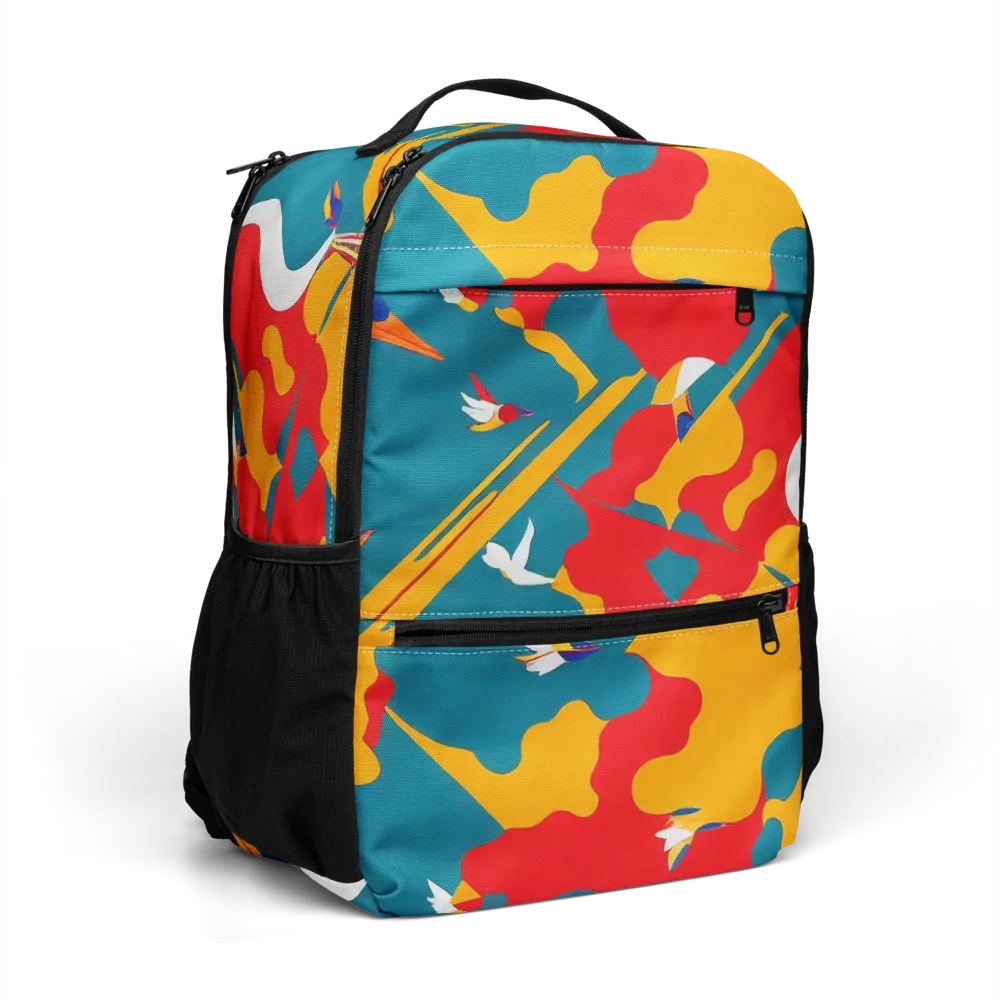 Harlequin Aviary on Utility Backpack — Right Front