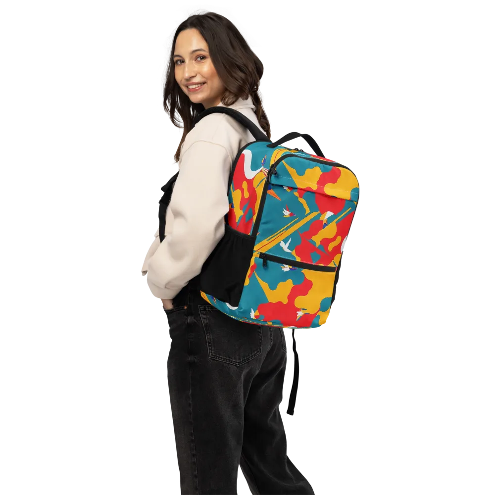 Harlequin Aviary on Utility Backpack — Back