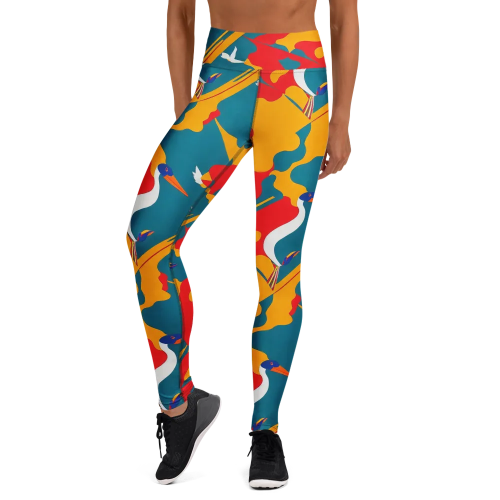 Harlequin Aviary on Yoga Leggings — Front