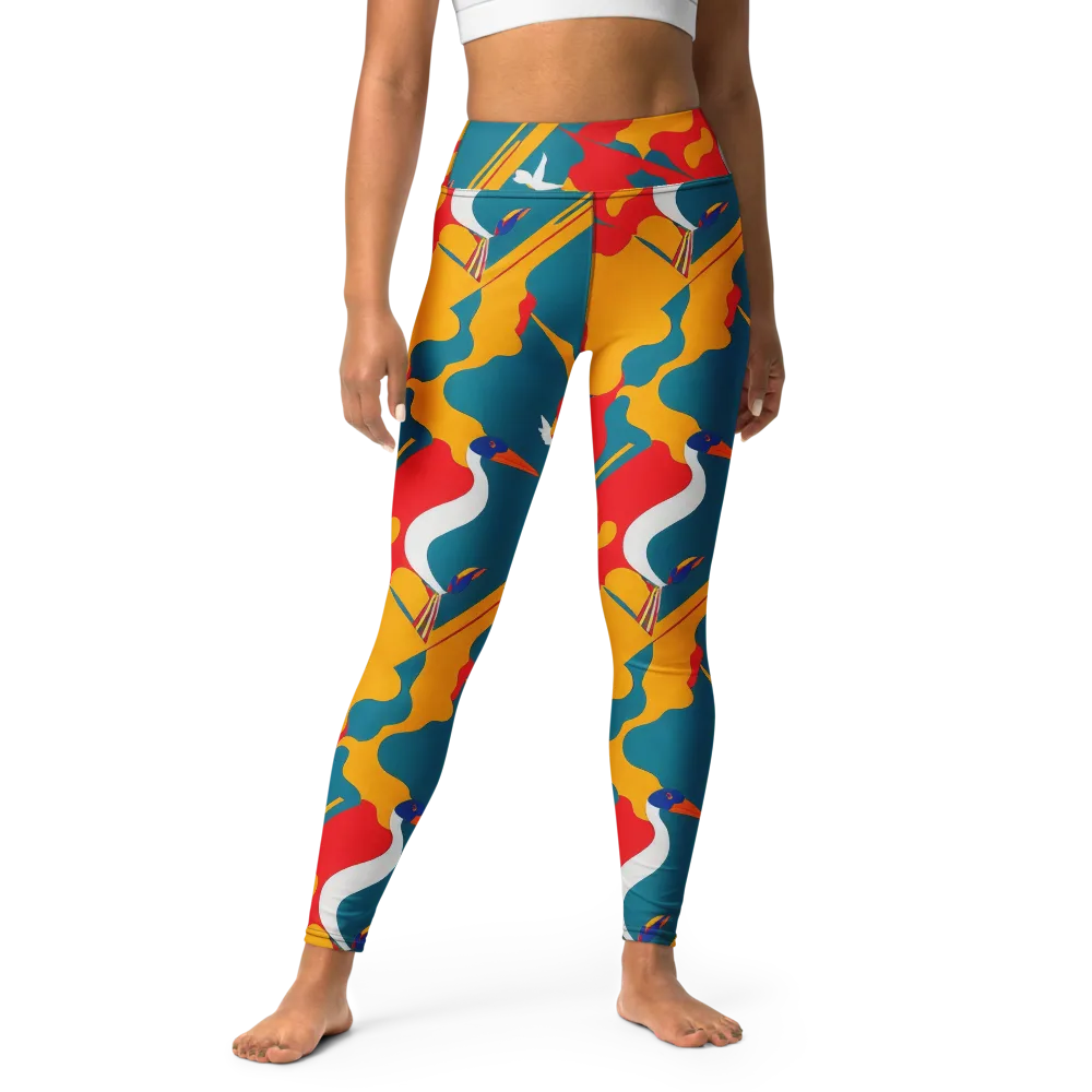 Harlequin Aviary on Yoga Leggings — Front