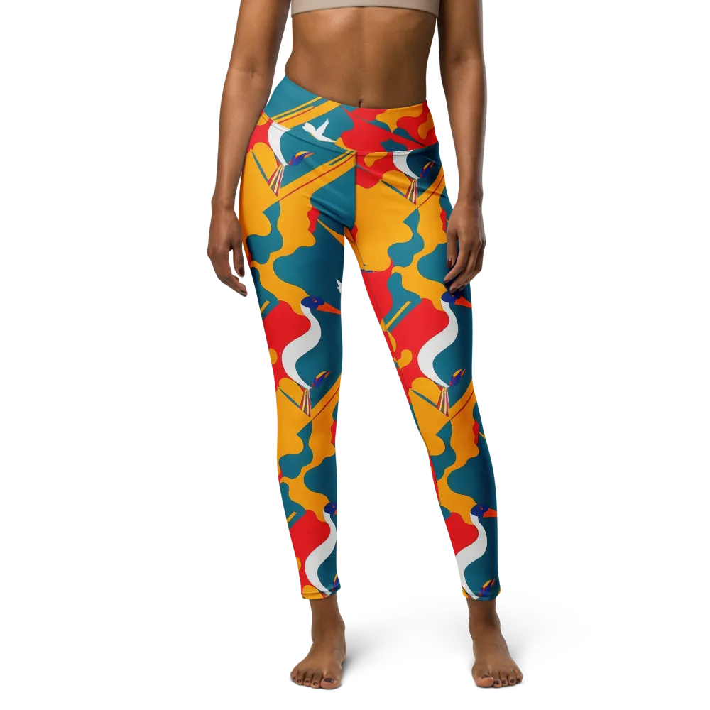 Harlequin Aviary on Yoga Leggings — Front