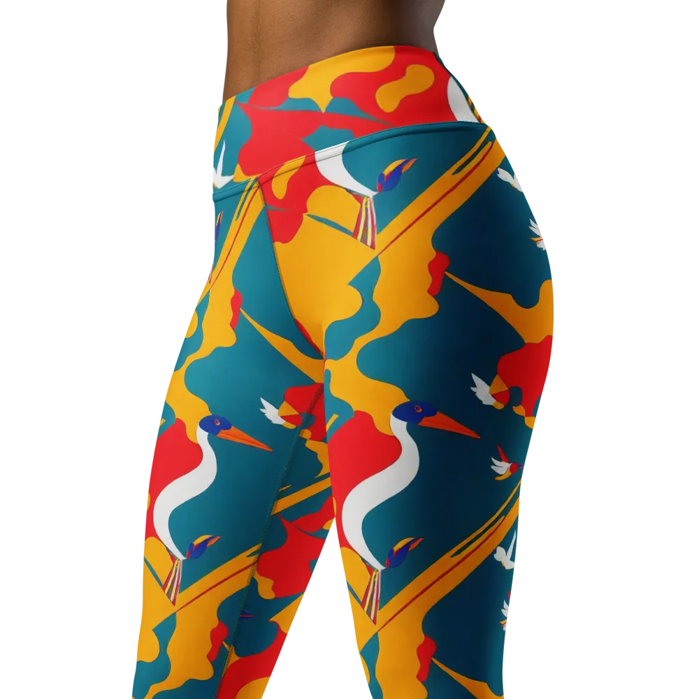 Harlequin Aviary on Yoga Leggings — Left Front