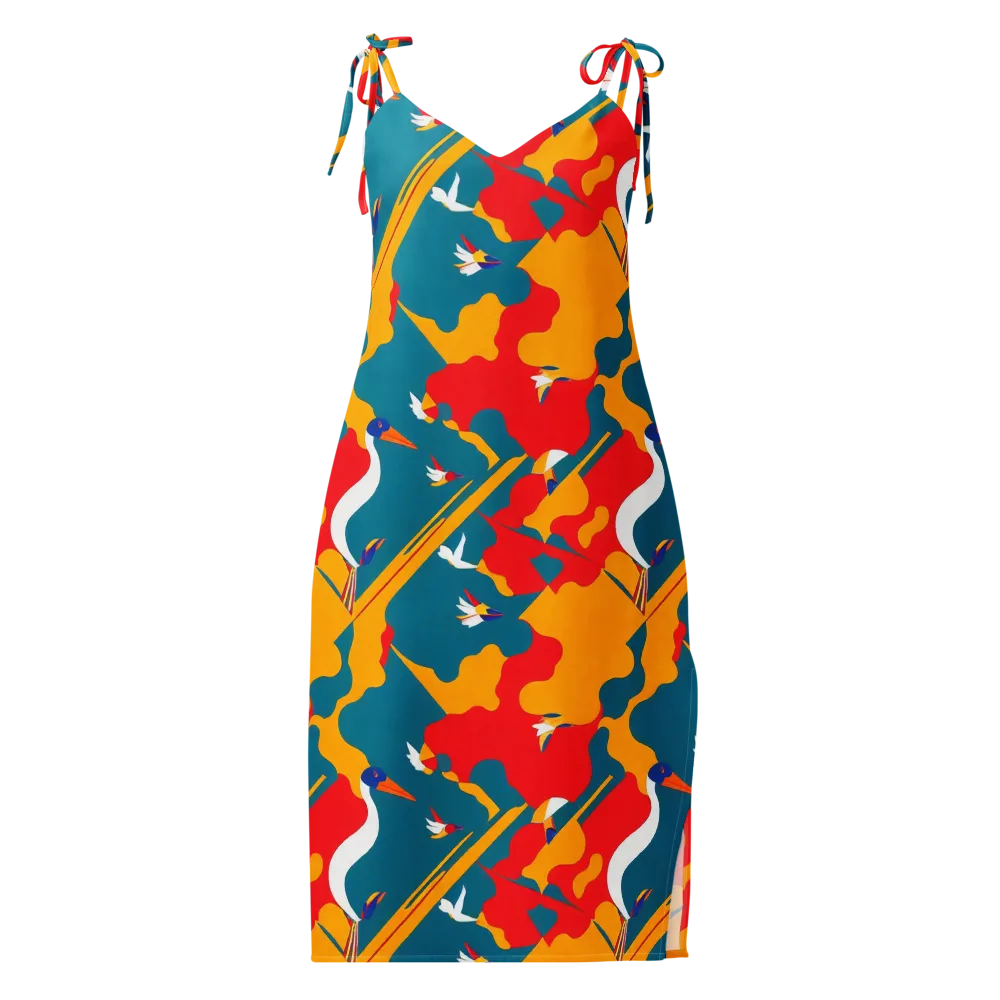 Harlequin Aviary on Slip Dress — Front