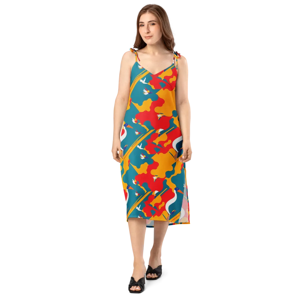 Harlequin Aviary on Slip Dress — Front