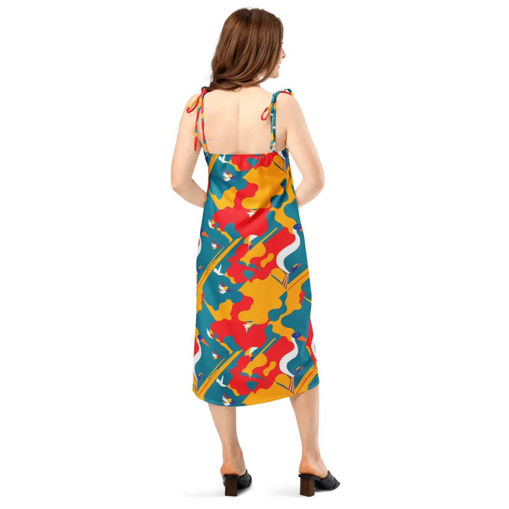 Harlequin Aviary on Slip Dress — Back