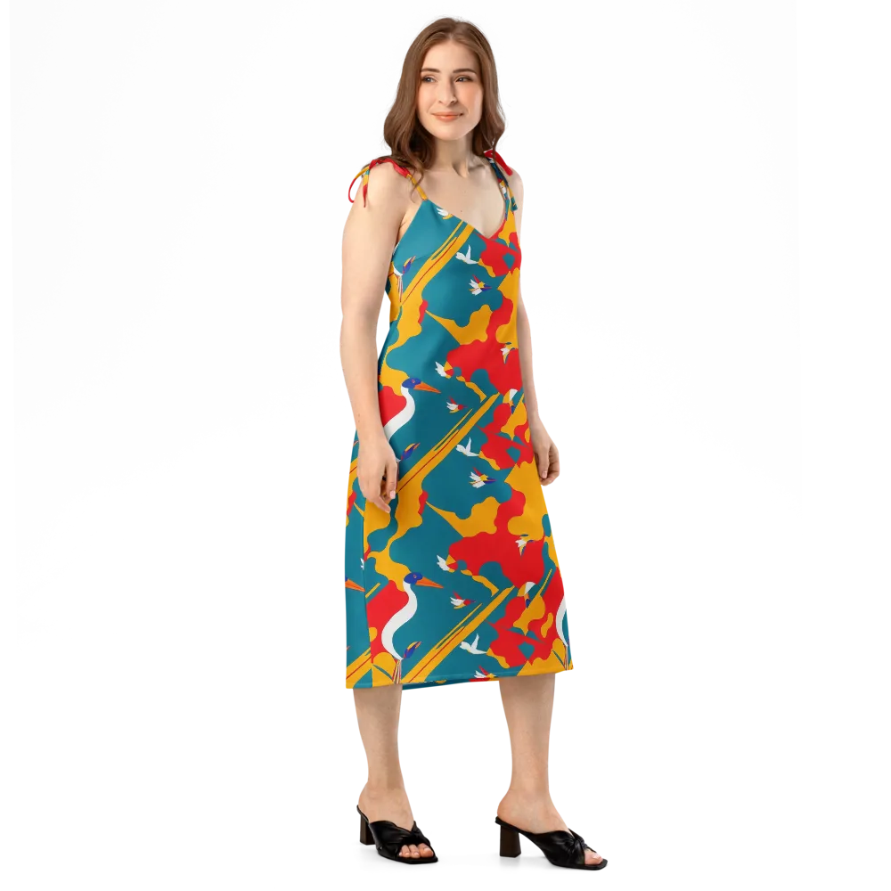 Harlequin Aviary on Slip Dress — Right Front