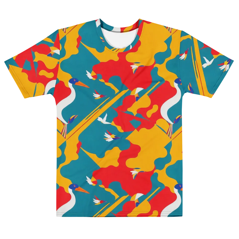 Harlequin Aviary on Men's Cotton Crew Neck T-Shirt — Front