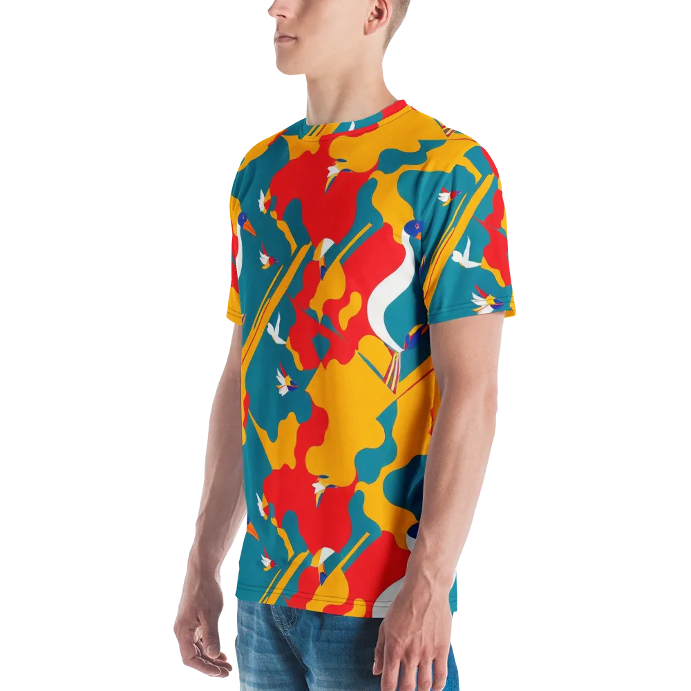 Harlequin Aviary on Men's Crew Neck T-Shirt — Left