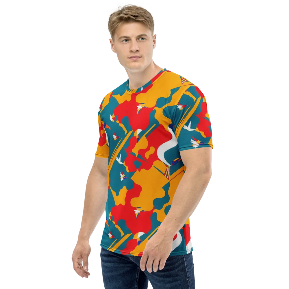 Harlequin Aviary on Men's Crew Neck T-Shirt — Left