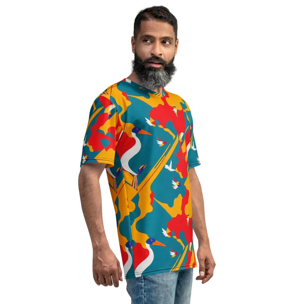Harlequin Aviary on Men's Crew Neck T-Shirt — Right