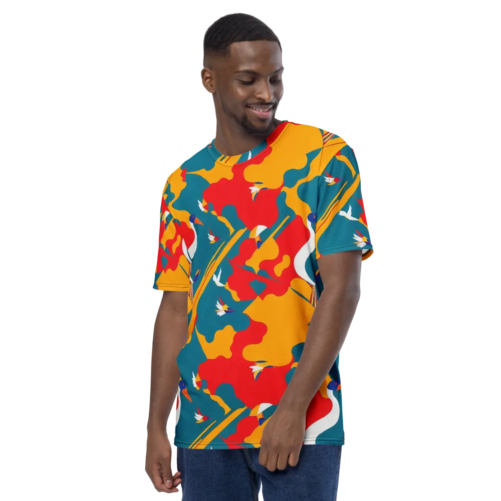 Harlequin Aviary on Men's Crew Neck T-Shirt — Left