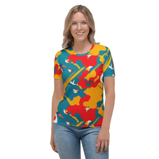 Harlequin Aviary on a Women's Crew Neck T-Shirt