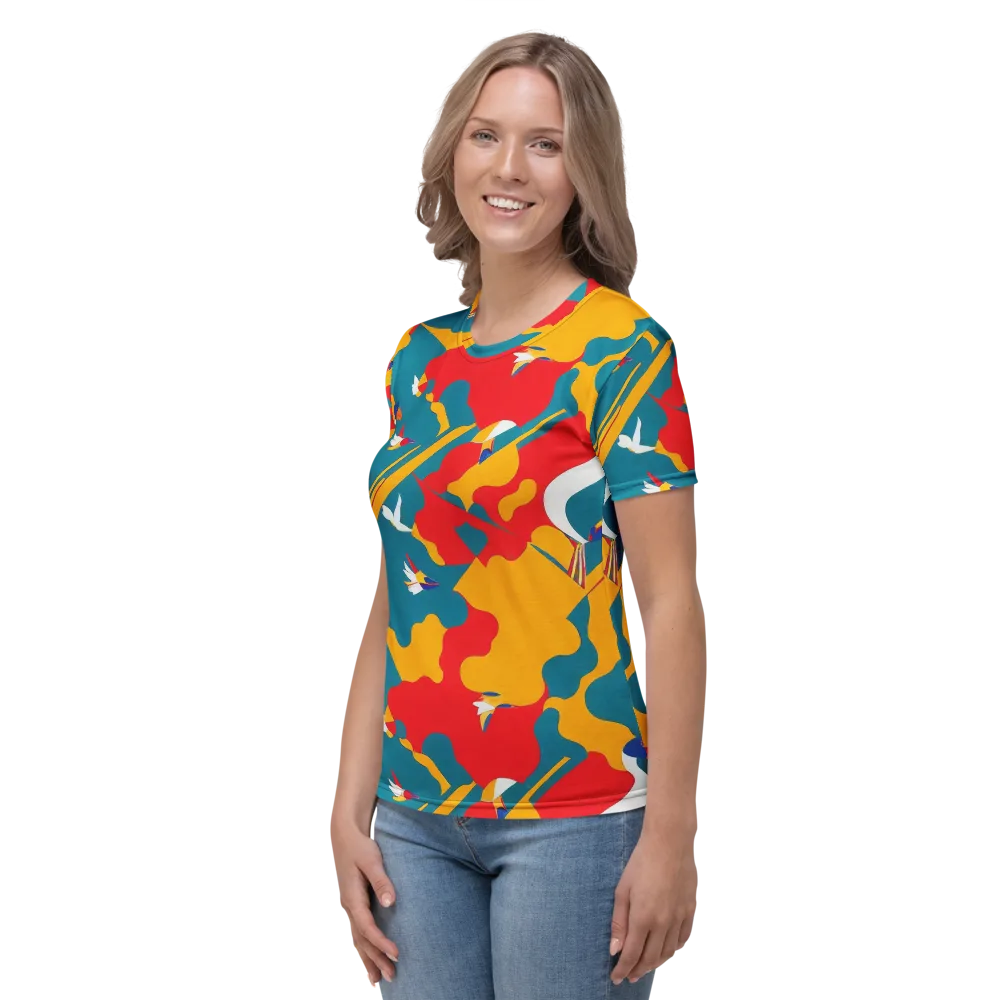 Harlequin Aviary on Women's Crew Neck T-Shirt — Left